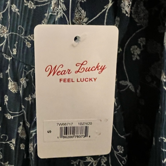 Lucky Brand Open Neck Smocked Floral Shirt - Picture 2 of 4